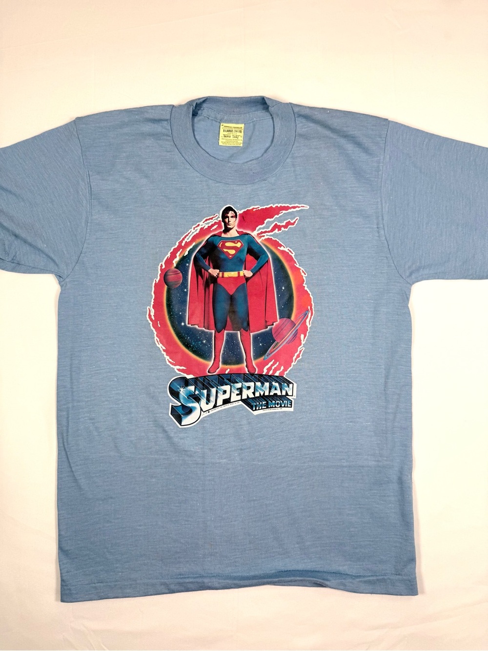 VINTAGE SUPERMAN Movie Graphic T Shirt XL 14-16 Christopher Reeve DC Comics USA